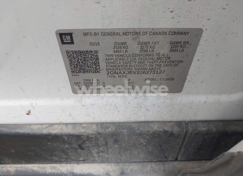 Photo 9 of 2018 Chevrolet Equinox LT (VIN 2GNAXJEV2J6273127)