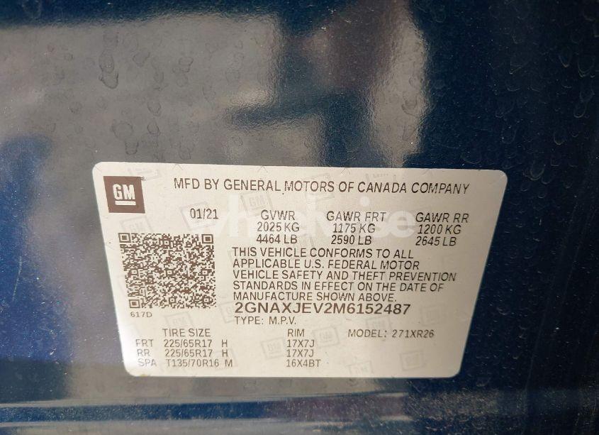 Photo 9 of 2021 Chevrolet Equinox FWD 2FL (VIN 2GNAXJEV2M6152487)