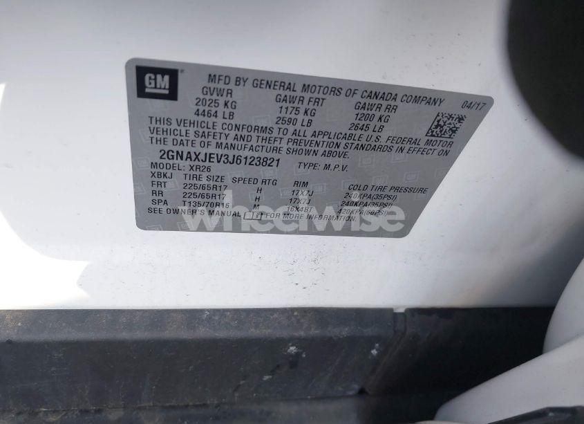 Photo 9 of 2018 Chevrolet Equinox LT (VIN 2GNAXJEV3J6123821)