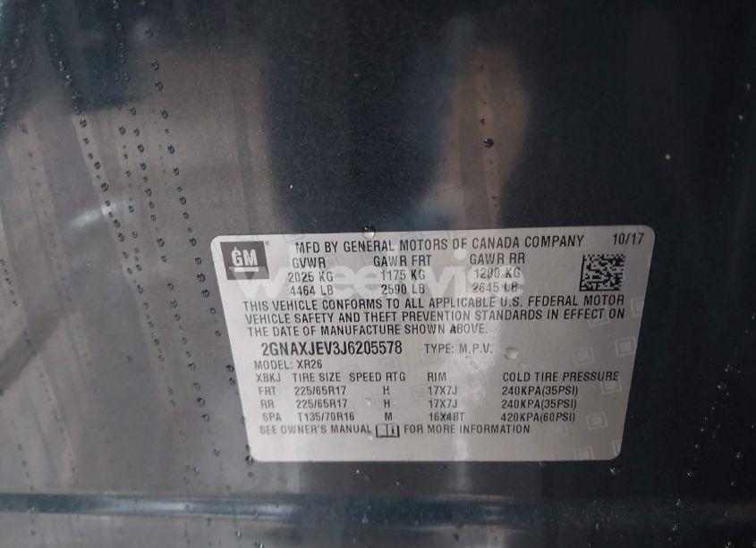 Photo 9 of 2018 Chevrolet Equinox LT (VIN 2GNAXJEV3J6205578)