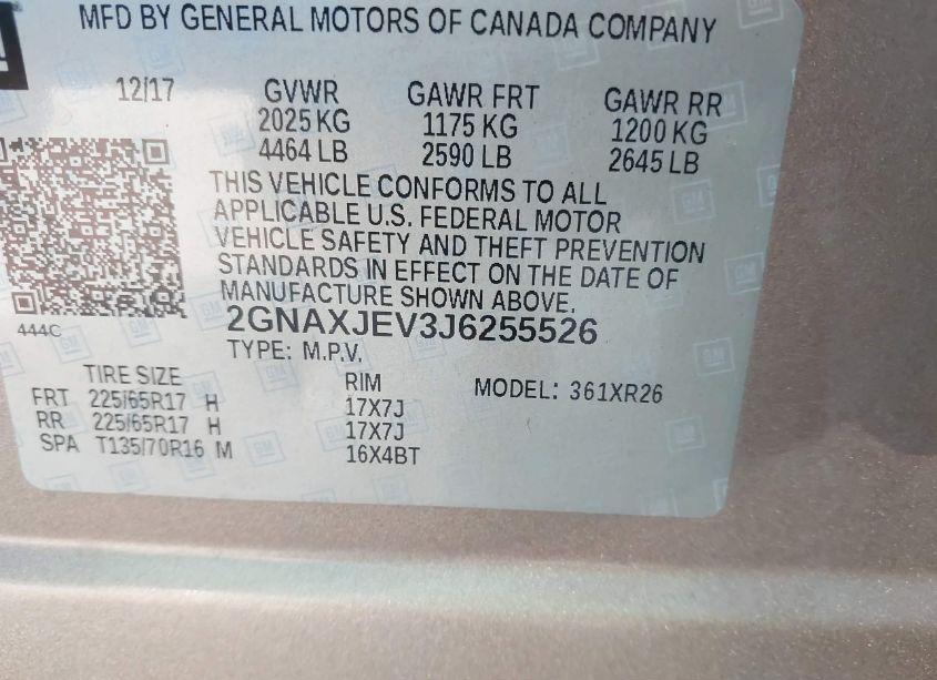 Photo 9 of 2018 Chevrolet Equinox LT (VIN 2GNAXJEV3J6255526)