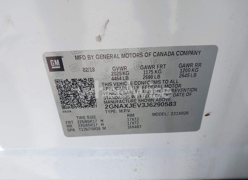 Photo 9 of 2018 Chevrolet Equinox LT (VIN 2GNAXJEV3J6290583)