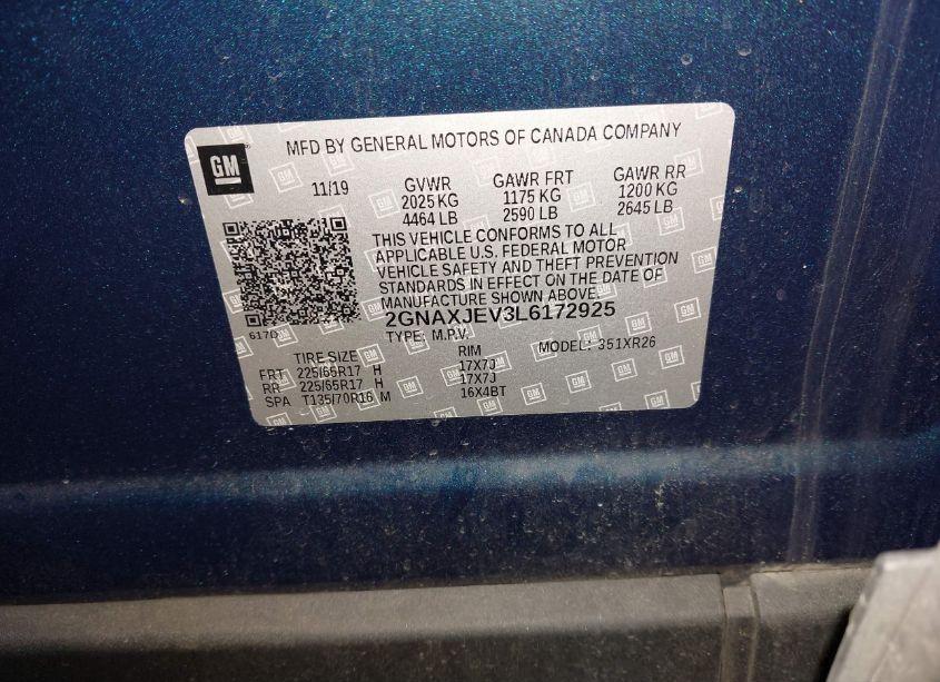 Photo 9 of 2020 Chevrolet Equinox FWD 2FL (VIN 2GNAXJEV3L6172925)