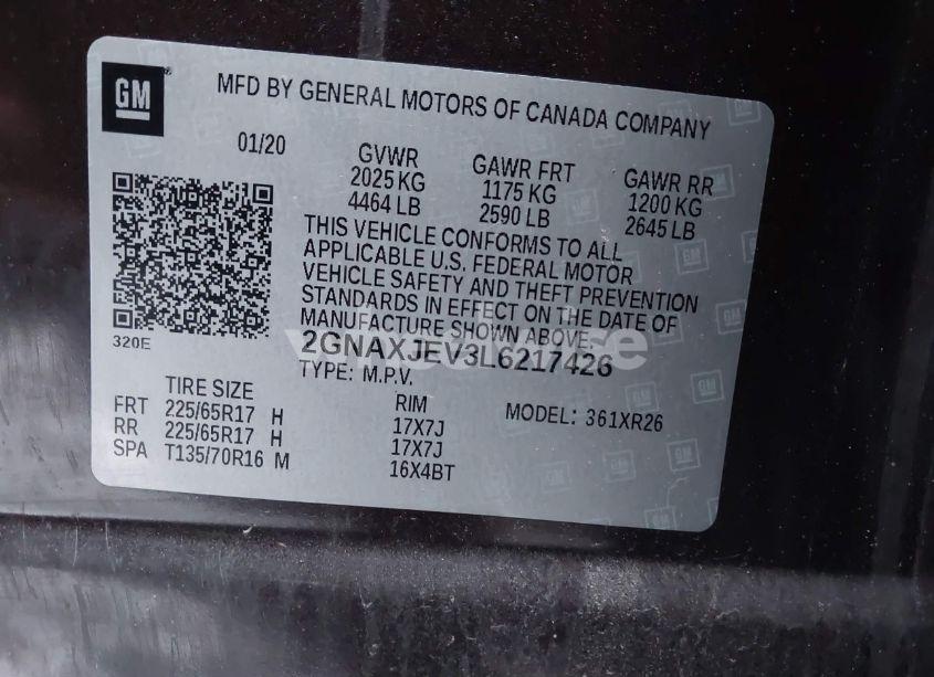 Photo 9 of 2020 Chevrolet Equinox FWD 2FL (VIN 2GNAXJEV3L6217426)