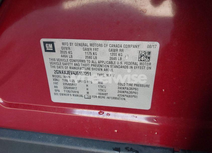 Photo 9 of 2018 Chevrolet Equinox LT (VIN 2GNAXJEV4J6157251)