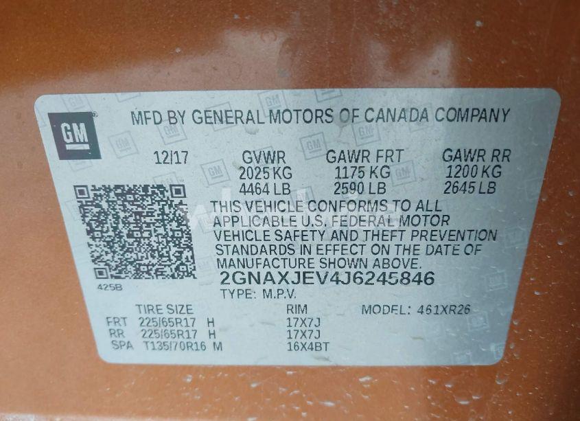 Photo 9 of 2018 Chevrolet Equinox LT (VIN 2GNAXJEV4J6245846)