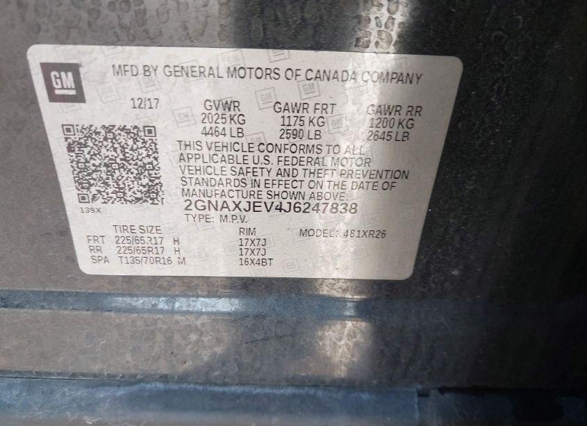 Photo 9 of 2018 Chevrolet Equinox LT (VIN 2GNAXJEV4J6247838)