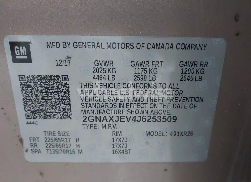 Photo 9 of 2018 Chevrolet Equinox LT (VIN 2GNAXJEV4J6253509)