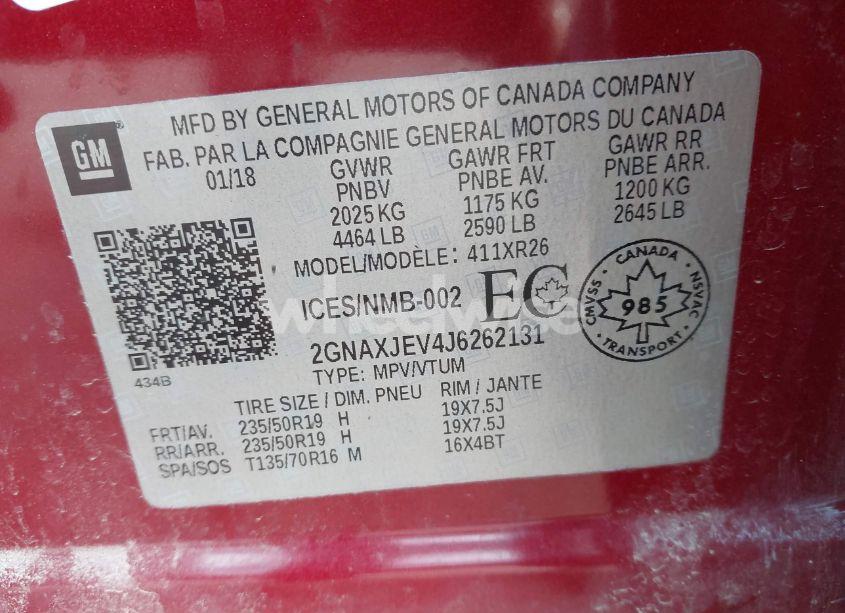 Photo 9 of 2018 Chevrolet Equinox LT (VIN 2GNAXJEV4J6262131)