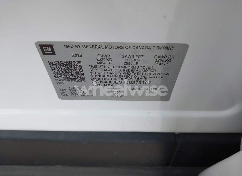 Photo 9 of 2018 Chevrolet Equinox LT (VIN 2GNAXJEV4J6279107)