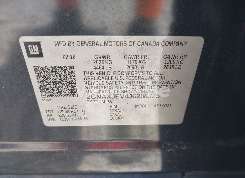 Photo 9 of 2018 Chevrolet Equinox LT (VIN 2GNAXJEV4J6288325)