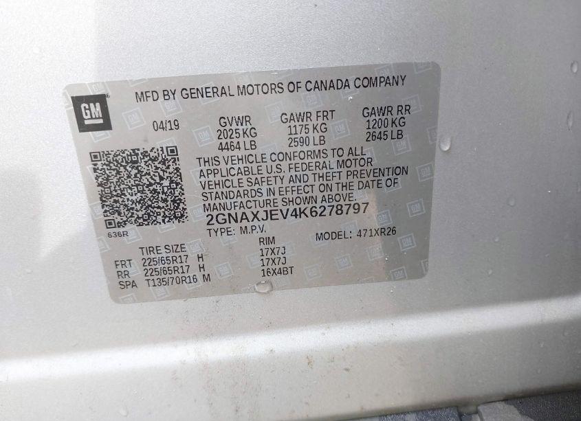 Photo 9 of 2019 Chevrolet Equinox LT (VIN 2GNAXJEV4K6278797)