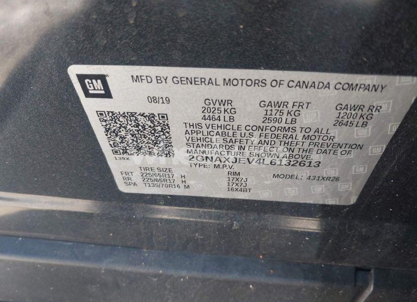 Photo 9 of 2020 Chevrolet Equinox FWD 2FL (VIN 2GNAXJEV4L6132613)