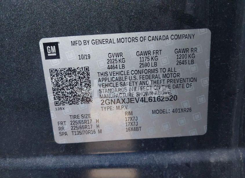 Photo 9 of 2020 Chevrolet Equinox FWD 2FL (VIN 2GNAXJEV4L6162520)