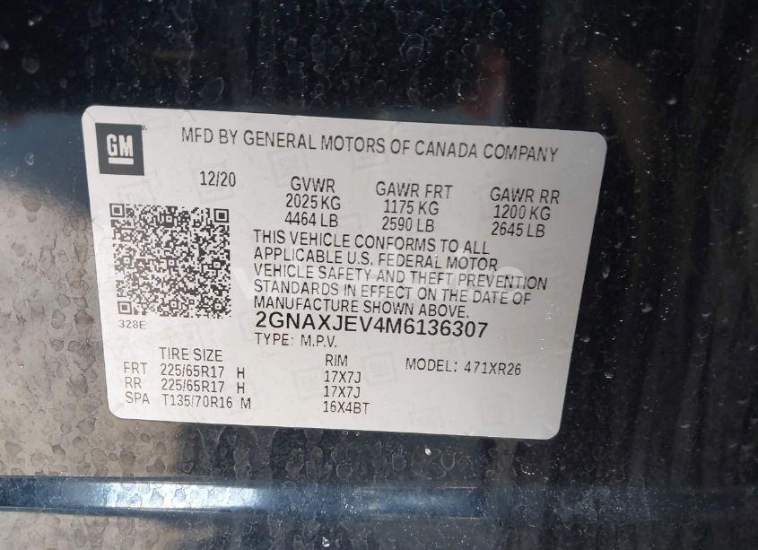 Photo 9 of 2021 Chevrolet Equinox FWD 2FL (VIN 2GNAXJEV4M6136307)