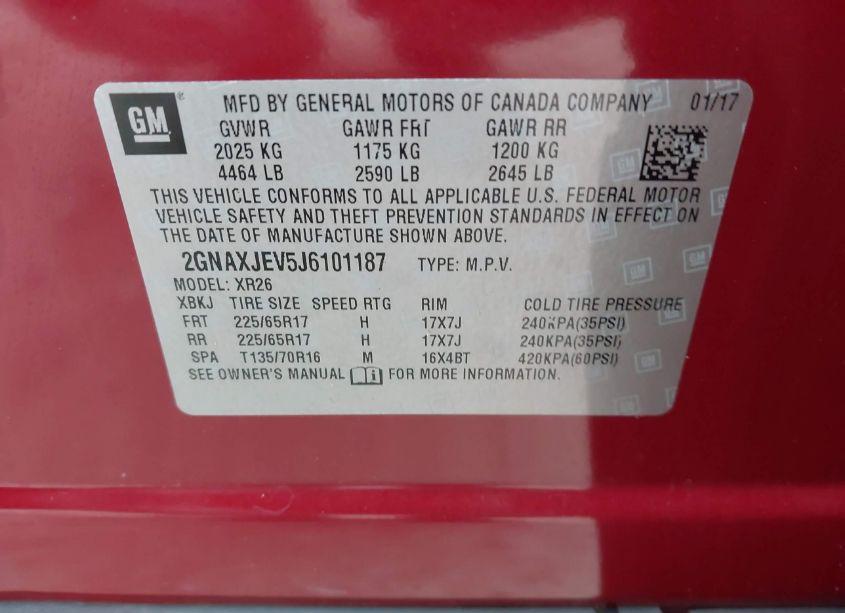 Photo 9 of 2018 Chevrolet Equinox LT (VIN 2GNAXJEV5J6101187)