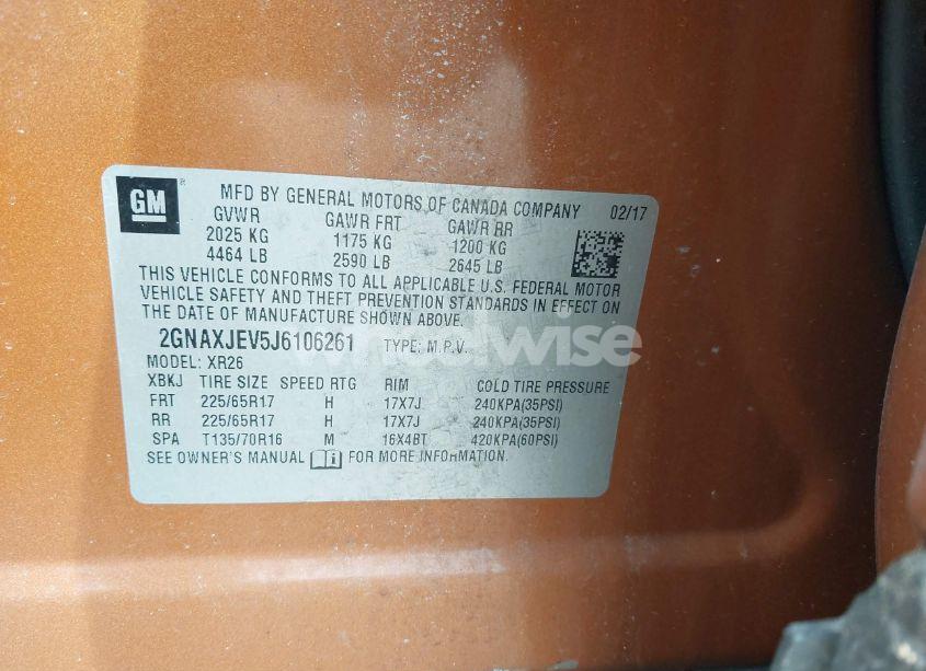 Photo 9 of 2018 Chevrolet Equinox LT (VIN 2GNAXJEV5J6106261)