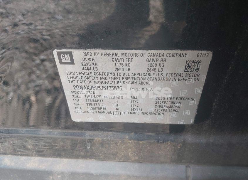 Photo 9 of 2018 Chevrolet Equinox LT (VIN 2GNAXJEV5J6175676)