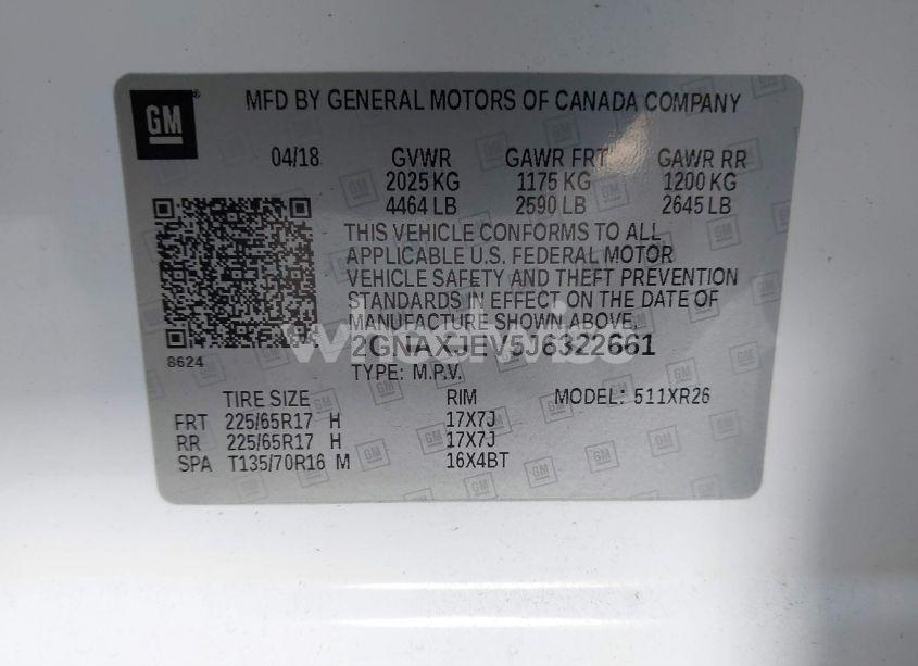 Photo 9 of 2018 Chevrolet Equinox LT (VIN 2GNAXJEV5J6322661)