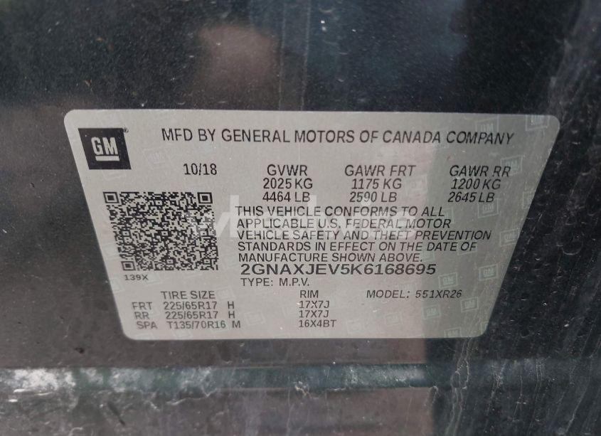 Photo 9 of 2019 Chevrolet Equinox LT (VIN 2GNAXJEV5K6168695)