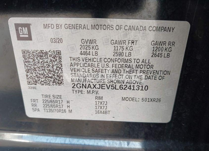 Photo 9 of 2020 Chevrolet Equinox FWD 2FL (VIN 2GNAXJEV5L6241310)