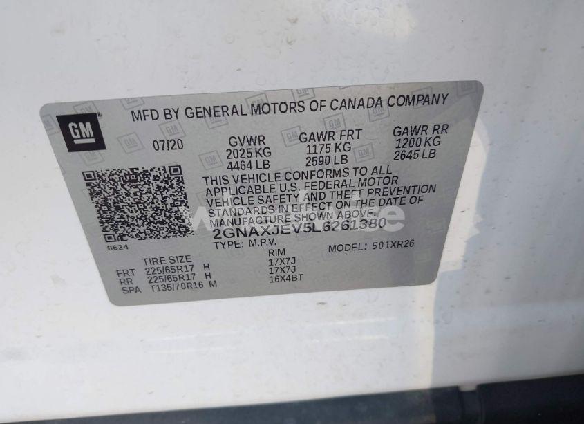 Photo 9 of 2020 Chevrolet Equinox FWD 2FL (VIN 2GNAXJEV5L6261380)