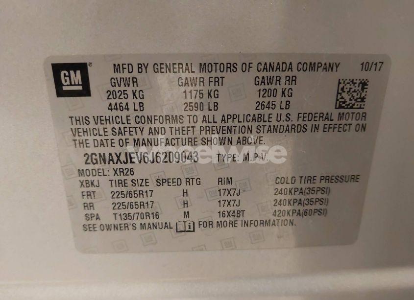 Photo 9 of 2018 Chevrolet Equinox LT (VIN 2GNAXJEV6J6209043)