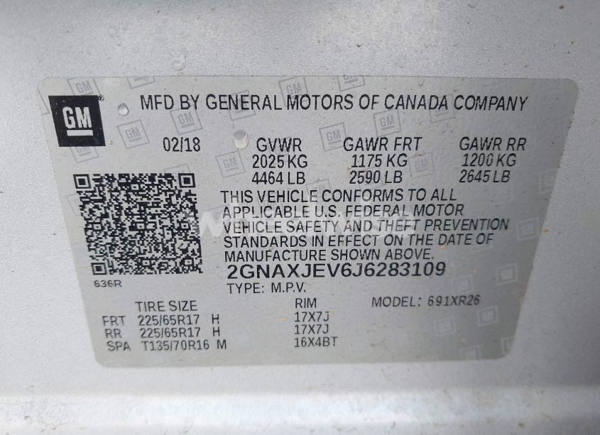 Photo 9 of 2018 Chevrolet Equinox LT (VIN 2GNAXJEV6J6283109)