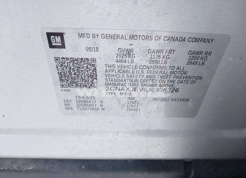 Photo 9 of 2018 Chevrolet Equinox LT (VIN 2GNAXJEV6J6336326)