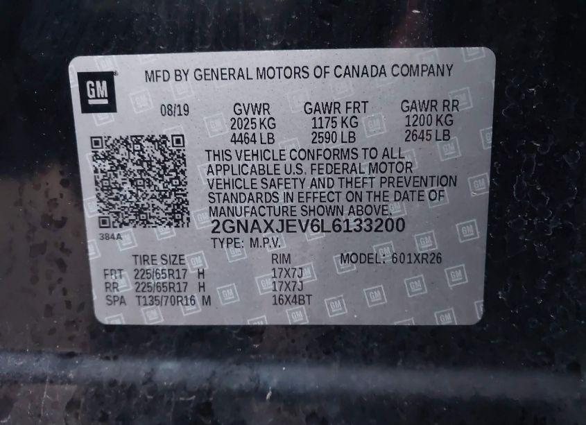 Photo 9 of 2020 Chevrolet Equinox FWD 2FL (VIN 2GNAXJEV6L6133200)