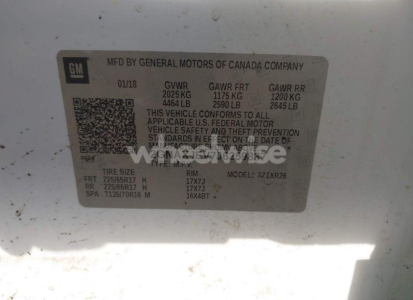 Photo 9 of 2018 Chevrolet Equinox LT (VIN 2GNAXJEV7J6259837)