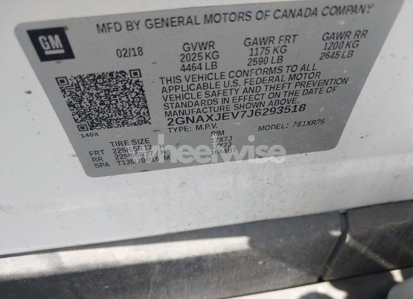 Photo 9 of 2018 Chevrolet Equinox LT (VIN 2GNAXJEV7J6293518)