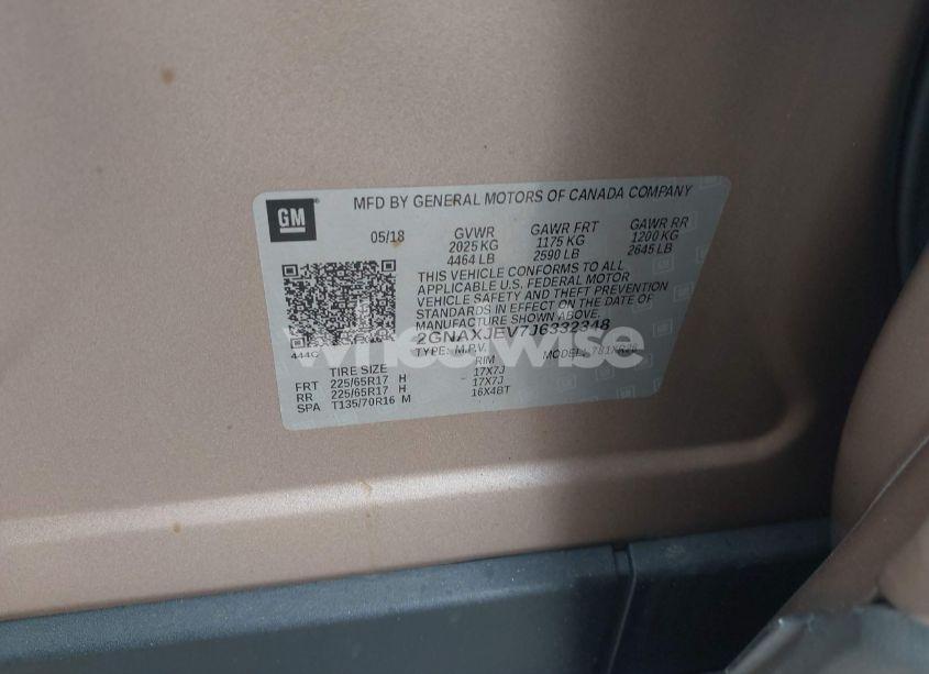 Photo 9 of 2018 Chevrolet Equinox LT (VIN 2GNAXJEV7J6332348)