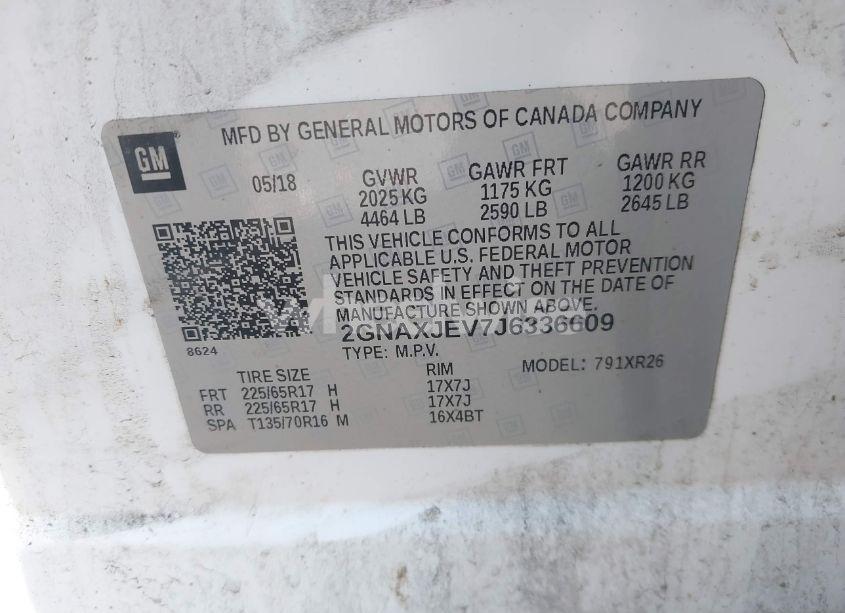 Photo 9 of 2018 Chevrolet Equinox LT (VIN 2GNAXJEV7J6336609)