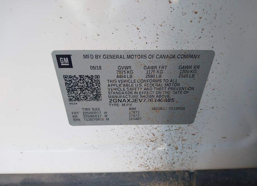 Photo 9 of 2018 Chevrolet Equinox LT (VIN 2GNAXJEV7J6340885)