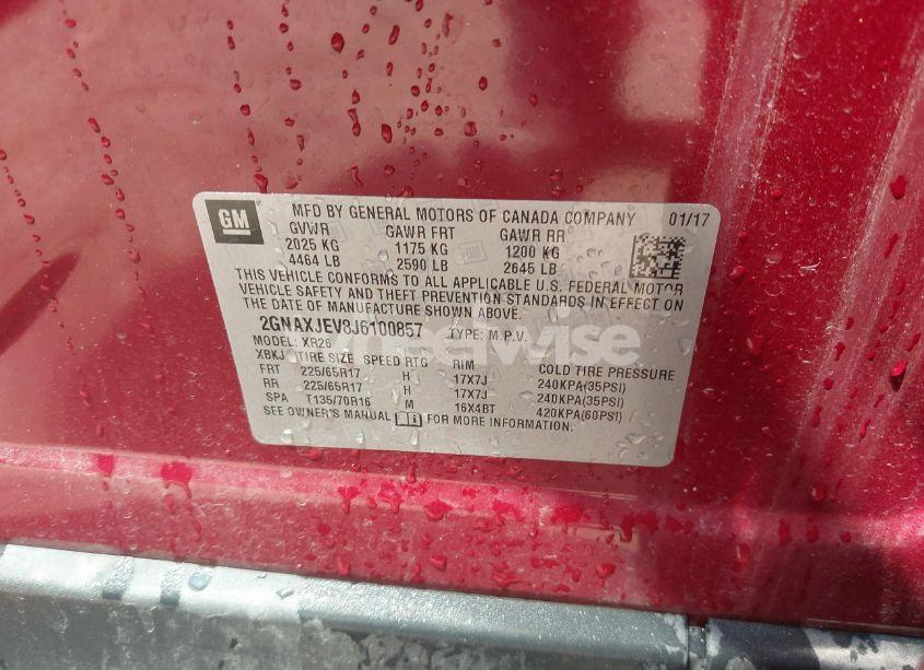 Photo 9 of 2018 Chevrolet Equinox LT (VIN 2GNAXJEV8J6100857)