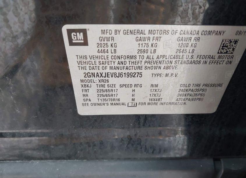 Photo 9 of 2018 Chevrolet Equinox LT (VIN 2GNAXJEV8J6199275)