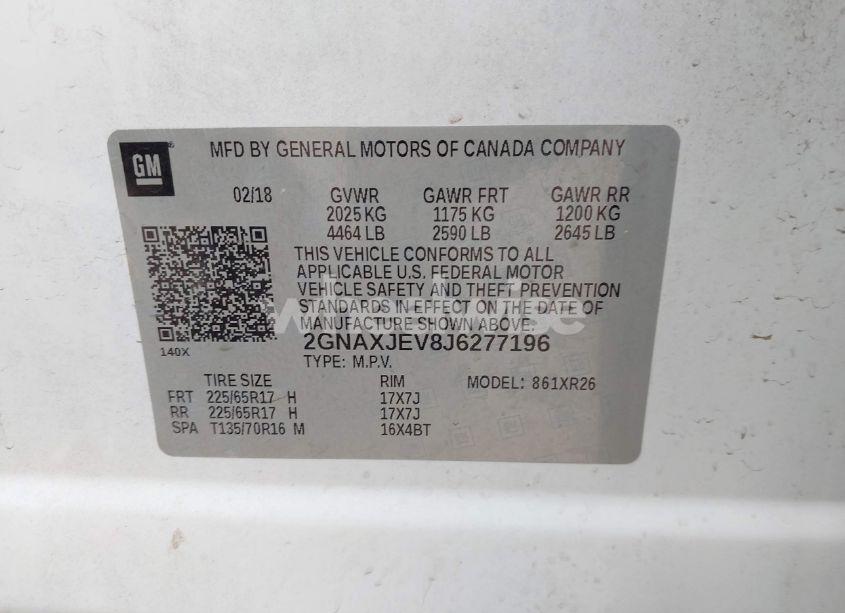 Photo 9 of 2018 Chevrolet Equinox LT (VIN 2GNAXJEV8J6277196)