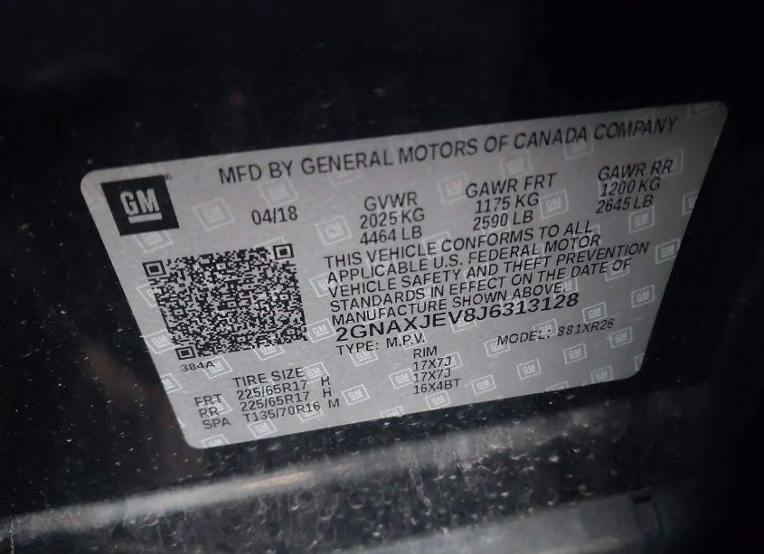 Photo 9 of 2018 Chevrolet Equinox LT (VIN 2GNAXJEV8J6313128)