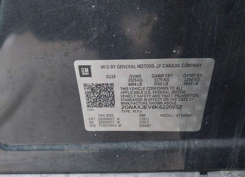 Photo 9 of 2019 Chevrolet Equinox LT (VIN 2GNAXJEV8K6220952)