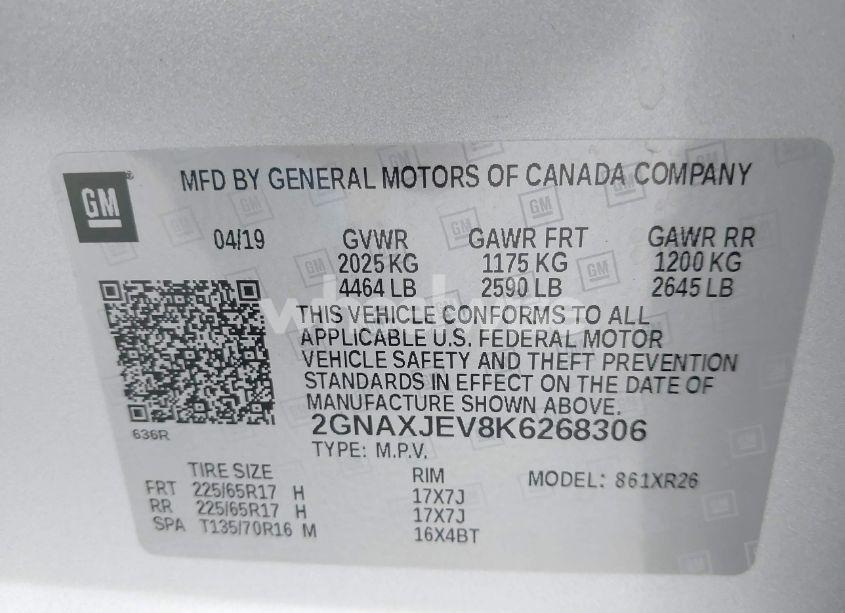 Photo 9 of 2019 Chevrolet Equinox LT (VIN 2GNAXJEV8K6268306)