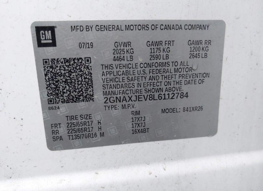 Photo 9 of 2020 Chevrolet Equinox FWD 2FL (VIN 2GNAXJEV8L6112784)