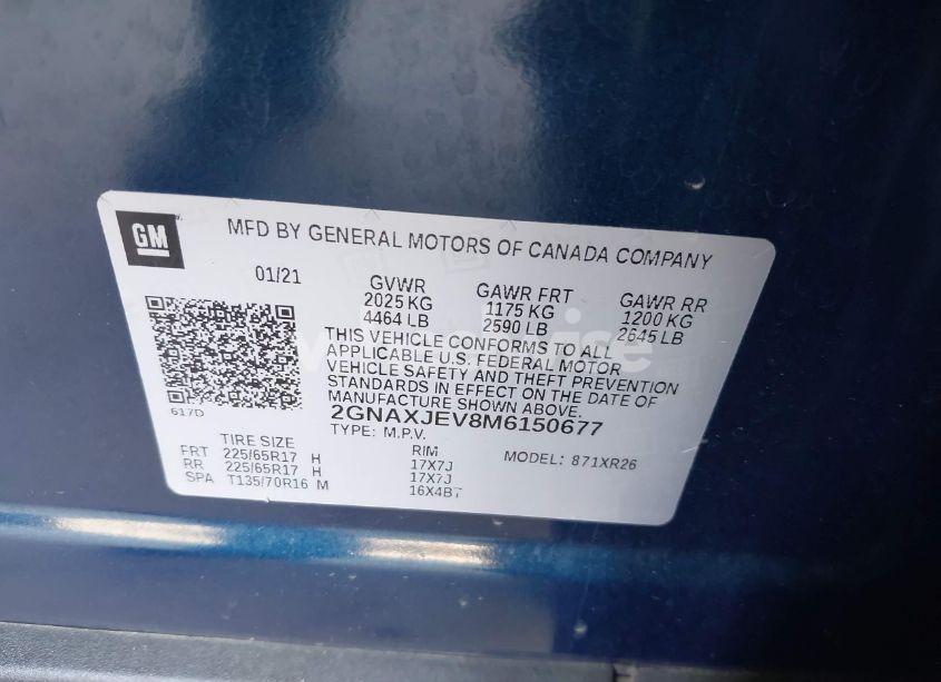 Photo 9 of 2021 Chevrolet Equinox FWD 2FL (VIN 2GNAXJEV8M6150677)