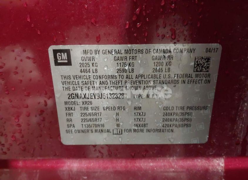 Photo 9 of 2018 Chevrolet Equinox LT (VIN 2GNAXJEV9J6132328)