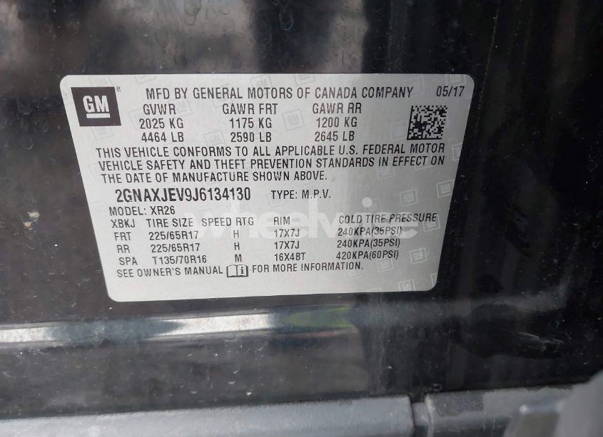 Photo 9 of 2018 Chevrolet Equinox LT (VIN 2GNAXJEV9J6134130)