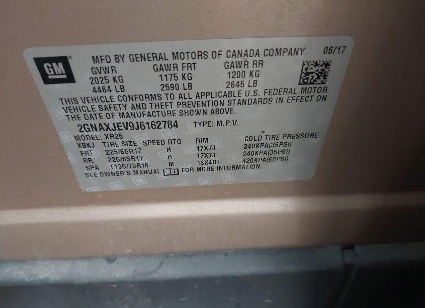 Photo 9 of 2018 Chevrolet Equinox LT (VIN 2GNAXJEV9J6162784)