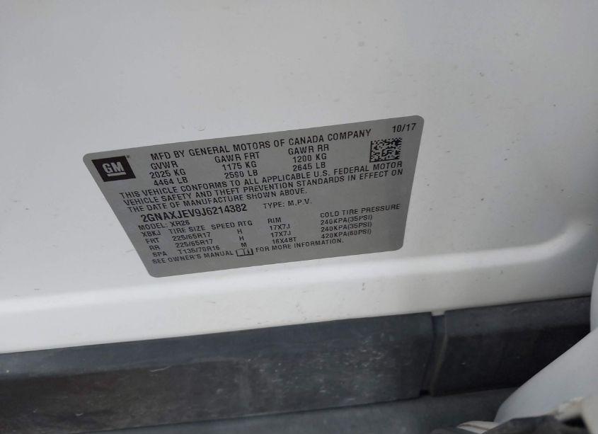 Photo 9 of 2018 Chevrolet Equinox LT (VIN 2GNAXJEV9J6214382)