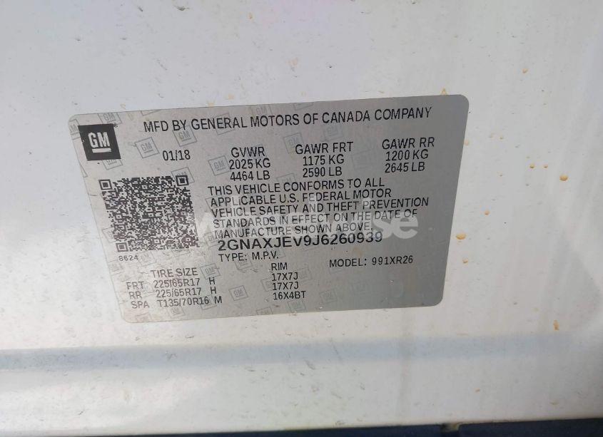 Photo 9 of 2018 Chevrolet Equinox LT (VIN 2GNAXJEV9J6260939)