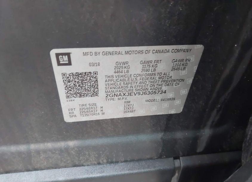 Photo 9 of 2018 Chevrolet Equinox LT (VIN 2GNAXJEV9J6305734)