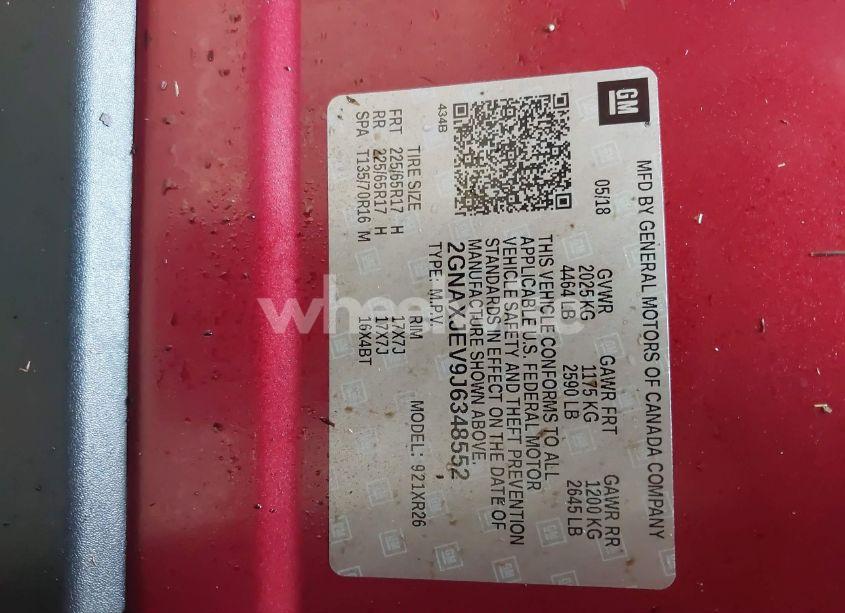 Photo 9 of 2018 Chevrolet Equinox LT (VIN 2GNAXJEV9J6348552)